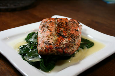 salmonandspinach Black Pepper Salmon with Spinach